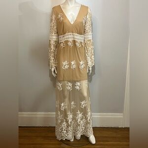 chinese dress ladies PRINTED RUFFLED LACE MAXI DRESS main image 1